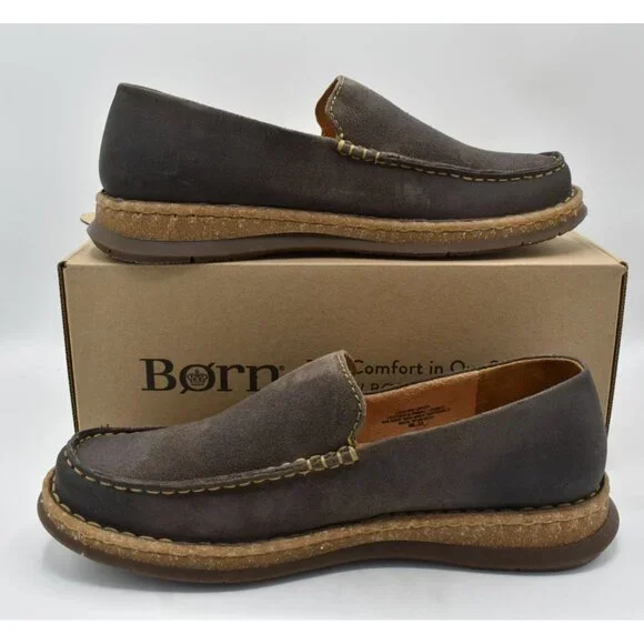 Born Mens Size 10.5 Baylor Dark Grey Distressed Suede Slip On Loafers Shoes Born | Shoes | Born Mens Size 5 Baylor Dark Grey Distressed  main image 3